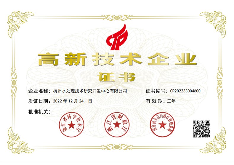 High tech Enterprise Certificate